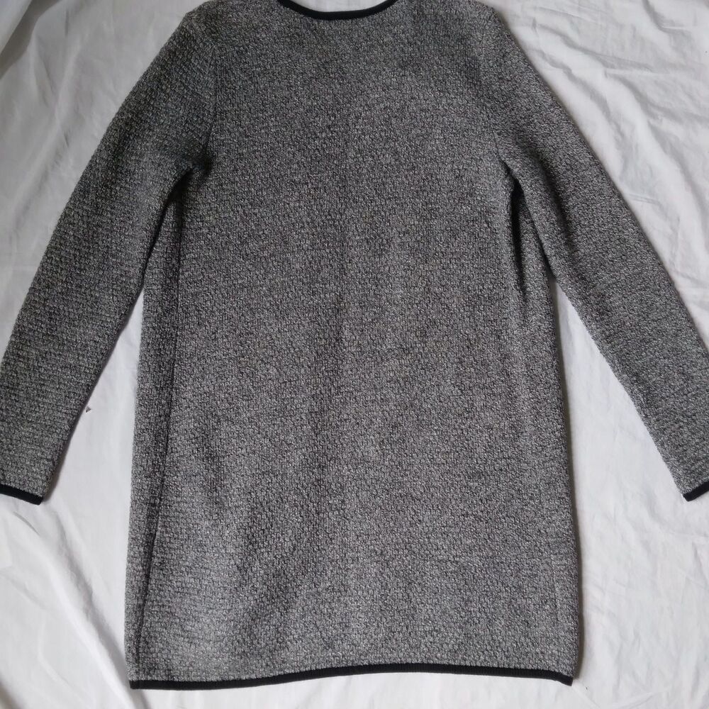 Talbots Cardigan Sweater Textured Open Front Marled Long Sleeve Black Gray XS - Picture 13 of 15